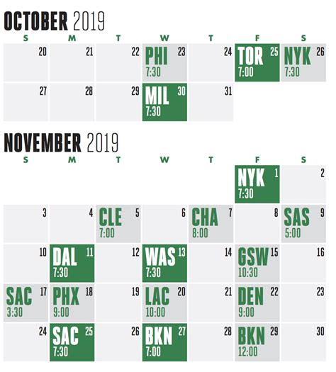 Celtics game schedule