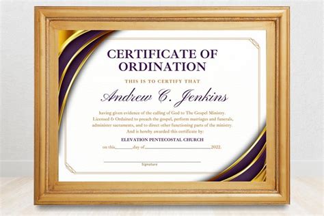 Components of a Certificate of Ordination