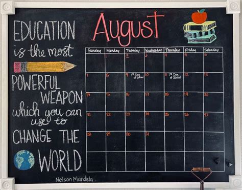 Chalkboard August Calendar