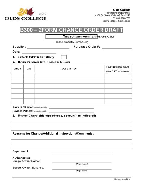 Change Order Request Template