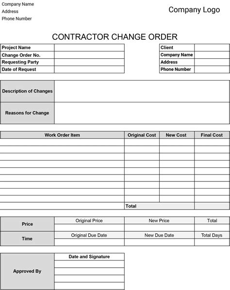 Change Order Template