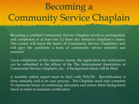 Chaplain in Community Service