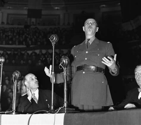 Charles De Gaulle delivering a speech during World War II