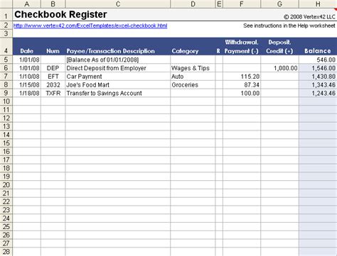 Check Template for Excel