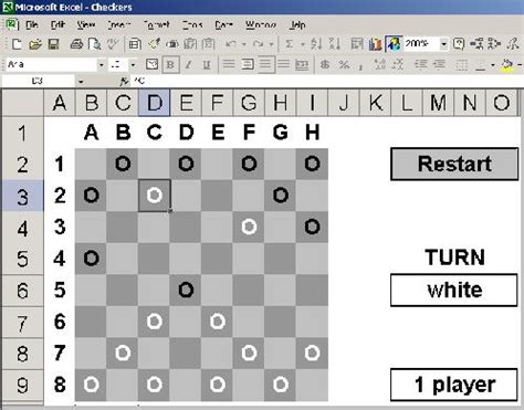 Checkers Excel Game