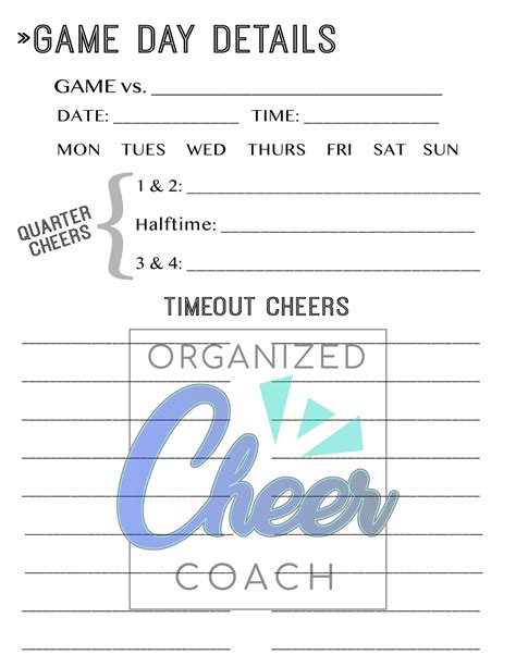 Cheer Coaching Printables