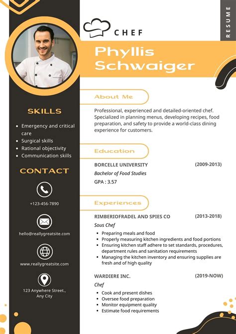 Chef Resume Template Design