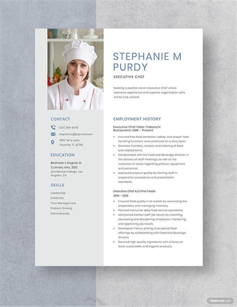 Chef Resume Template MS Word