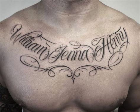 Chest Tattoo Name Design Placement