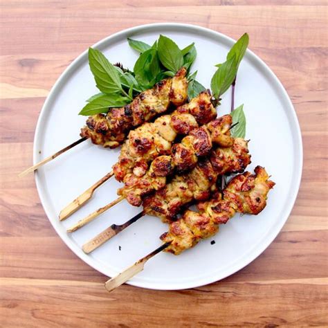 Chicken satay, a Southeast Asian street food