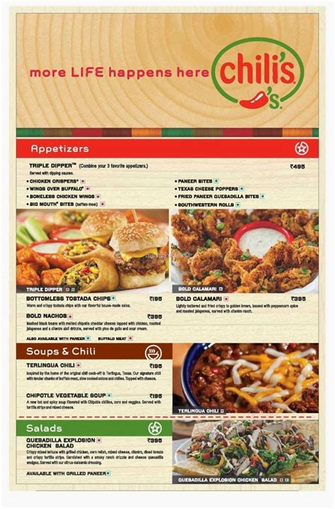 Chili's Printable Menu Online Ordering Gallery 1