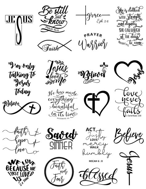 Christian Symbols Temporary Tattoos