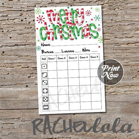 Christmas Bunco Score Sheets