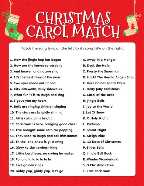 Christmas Carols Printable Games