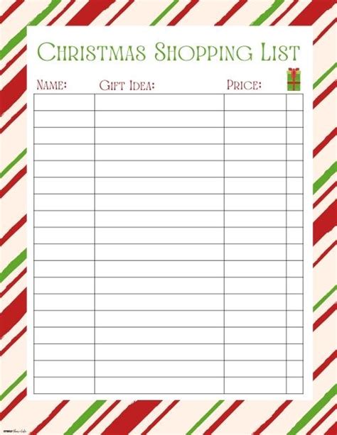 Christmas List Templates PDF