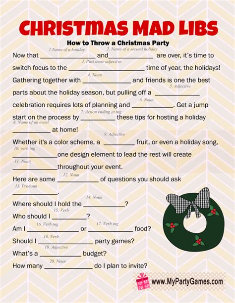 Christmas Mad Libs games