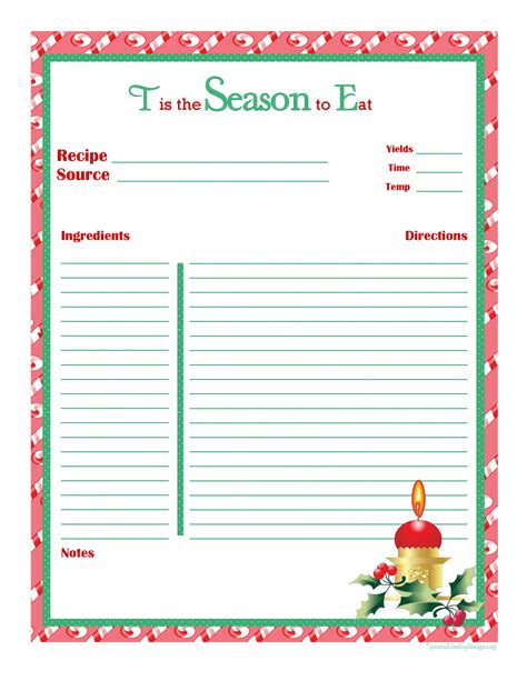 Christmas Recipe Card Template 3