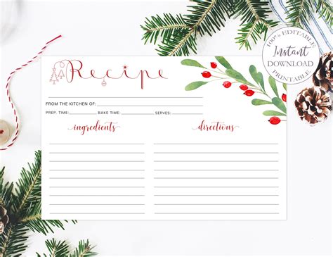 Christmas Recipe Card Template 9