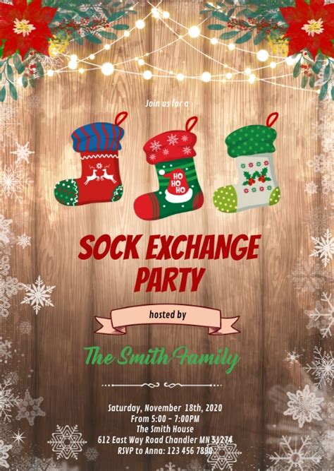 Free Printable Christmas Sock Exchange Invitation Template