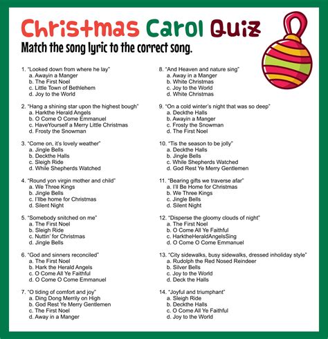 Christmas Song Fun Facts Printable