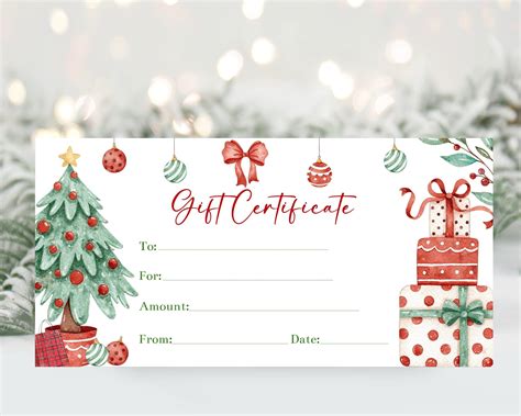 Christmas Tree Holiday Gift Certificate Template