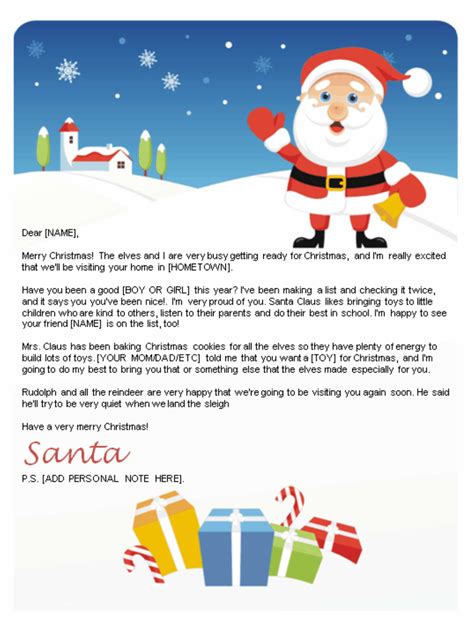 Christmas letter from Santa template