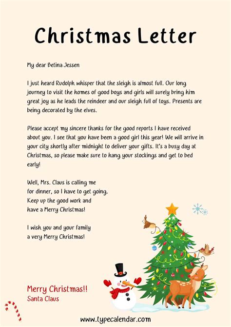 A sample Christmas letter template with a festive snowman design