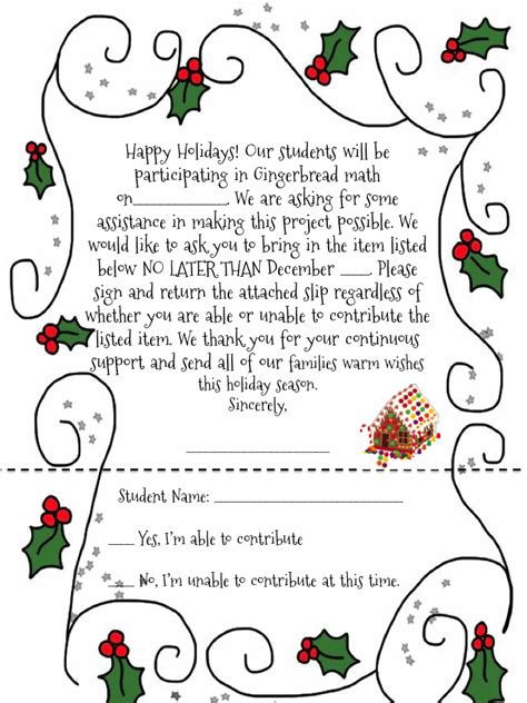 A sample Christmas letter template with a festive gingerbread design