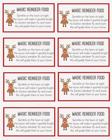 Christmas Reindeer Food Labels