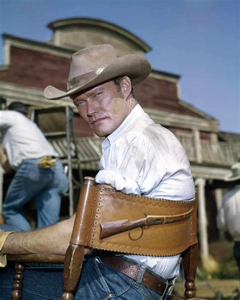 Chuck Connors on the set of The Rifleman