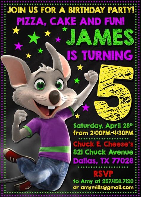 Chuck E. Cheese Invitation Printables