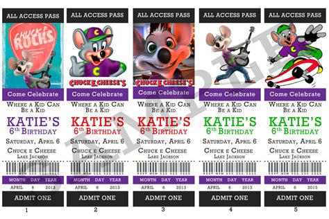 Chuck E. Cheese Ticket Invitation