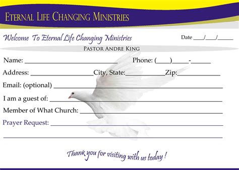 Church Visitor Card Template Design