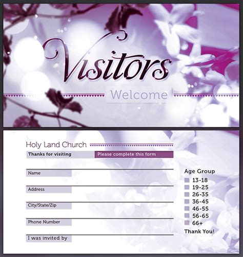 Church Visitor Card Template Example