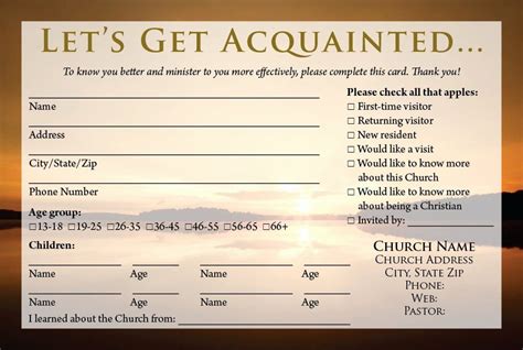 Church Visitor Card Template Free Download