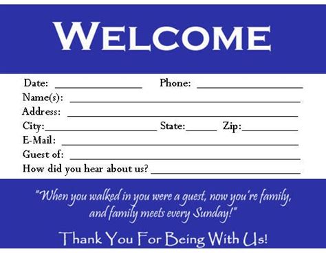 Church Visitor Card Template Word