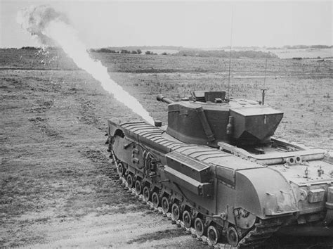 A Churchill tank in action during World War II