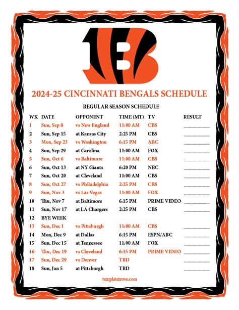 Cincinnati Bengals Schedule Image 3