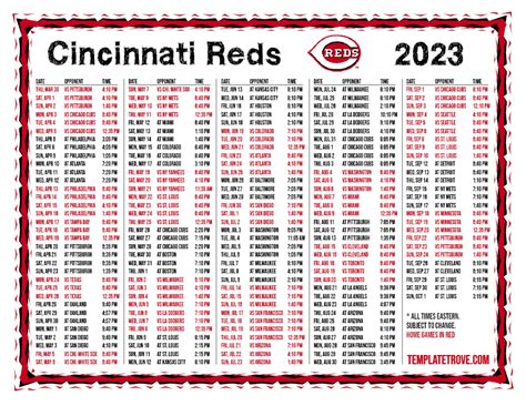 Cincinnati Reds 2023 Schedule Image 1