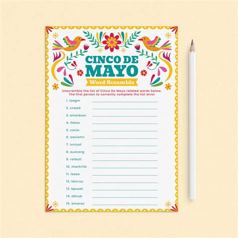 Cinco De Mayo Word Scramble Game