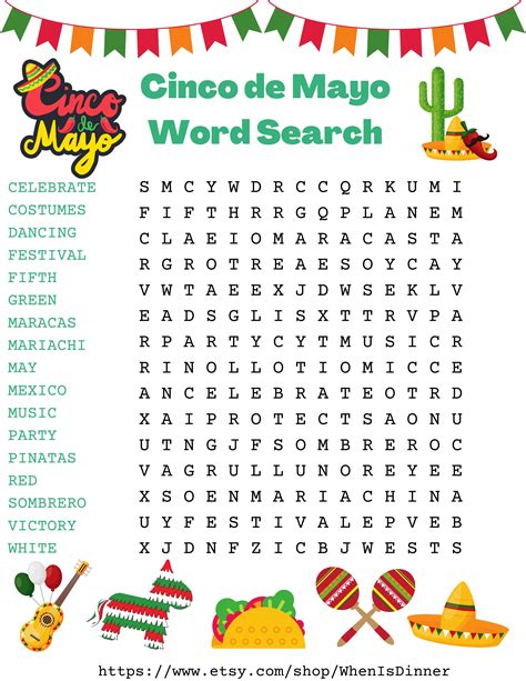 Cinco De Mayo Word Search