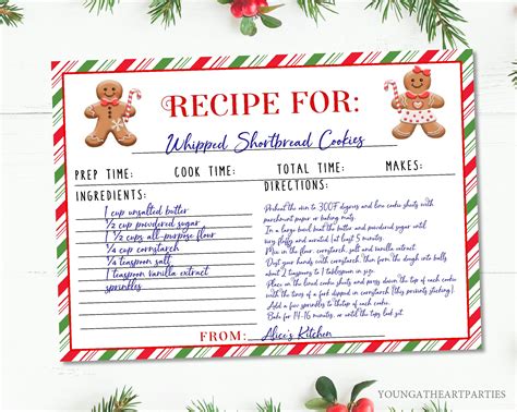 Classic Christmas Recipe Card Template