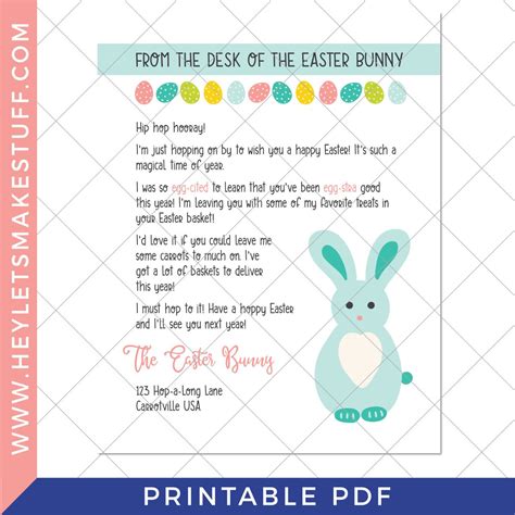 Classic Easter Bunny Letter Template