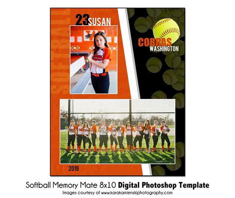 Classic Softball Memory Mate Template Design