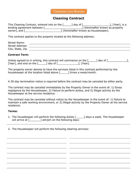 Cleaning Contract Template PDF