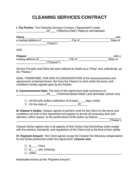 Cleaning Contract Template PDF