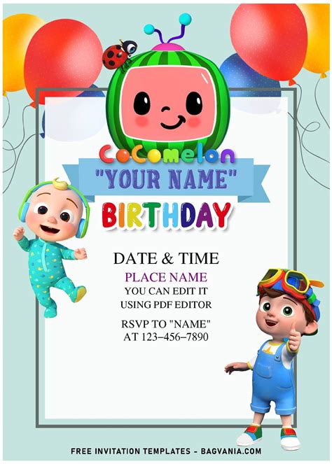 Cocomelon Birthday Invitation Templates