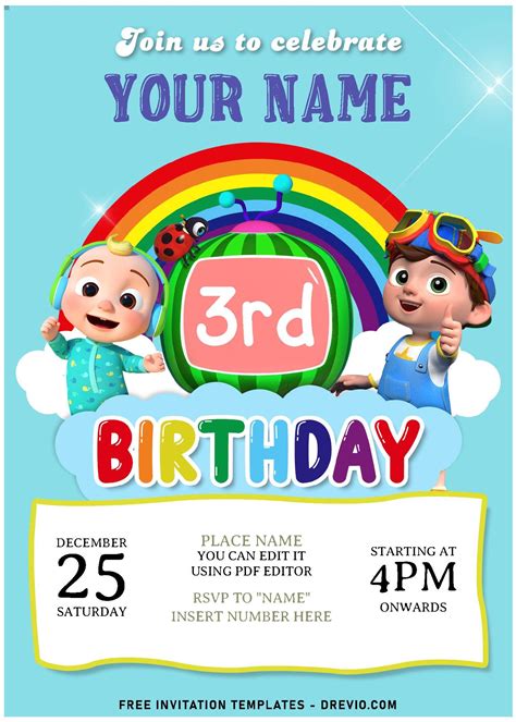 Cocomelon Birthday Invitation Templates