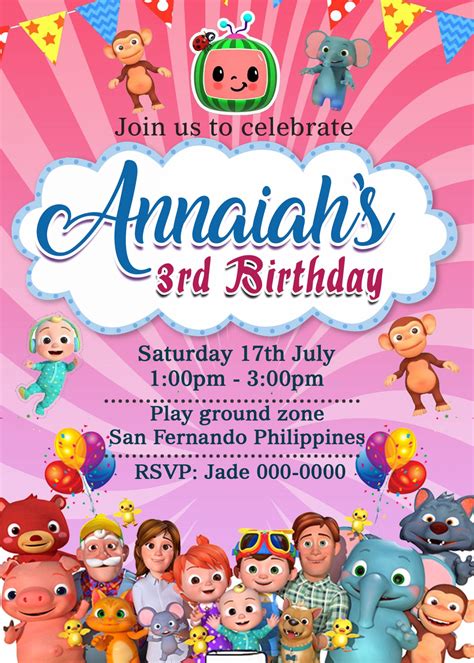 Cocomelon Birthday Invitation Templates Gallery 4