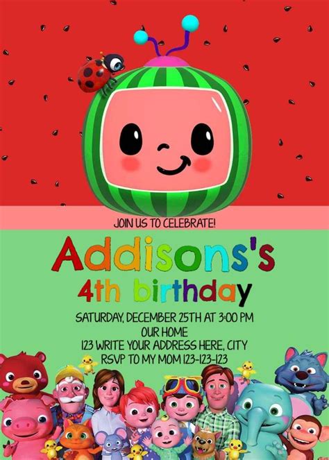 Cocomelon Characters Birthday Invitation